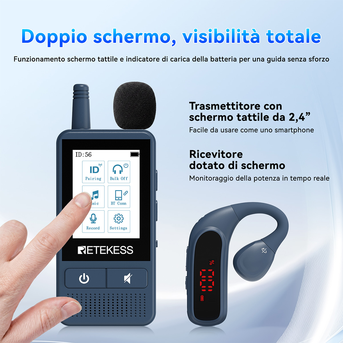 TT133 Sistema guida turistica smart con touchscreen per gruppi, doppio display batteria, ricarica rapida, registrazione e riproduzione, streaming Bluetooth, ingresso AUX, audio chiaro per tour cittadini, visite ed eventi internazionali