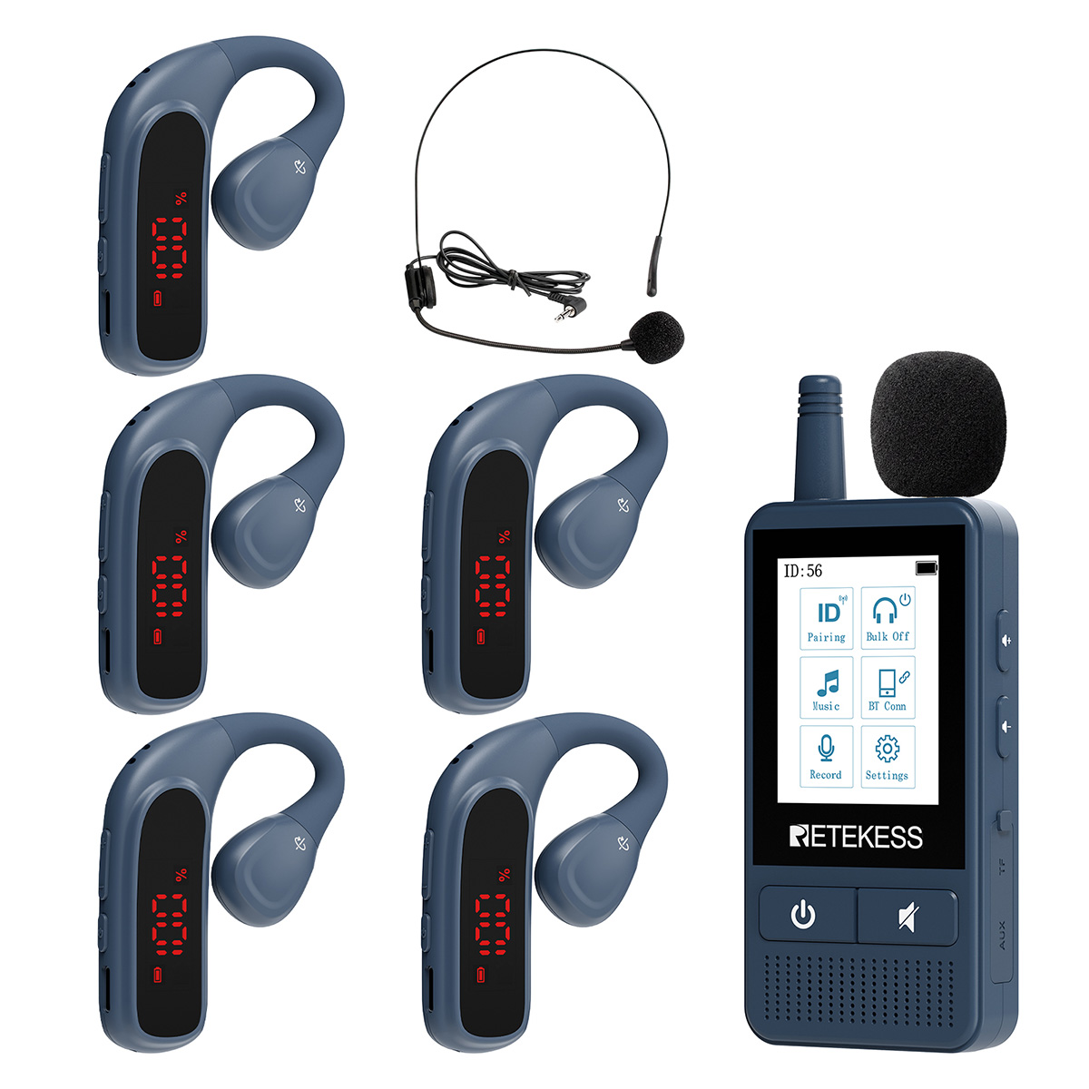 TT133 Sistema guida turistica smart con touchscreen per gruppi, doppio display batteria, ricarica rapida, registrazione e riproduzione, streaming Bluetooth, ingresso AUX, audio chiaro per tour cittadini, visite ed eventi internazionali