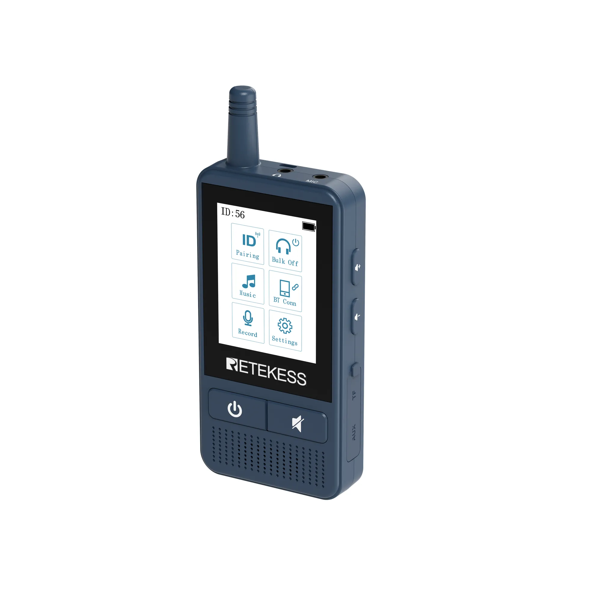 Trasmettitore TT133 per sistema di guida turistica, touchscreen da 2.4", audio Bluetooth, ingresso AUX, riproduzione TF
