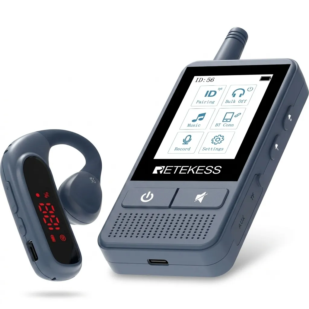 TT133 Solo ricevitore per sistema di guida turistica con touch screen intelligente, design ad archetto auricolare, spegnimento automatico, autonomia di 12 ore
