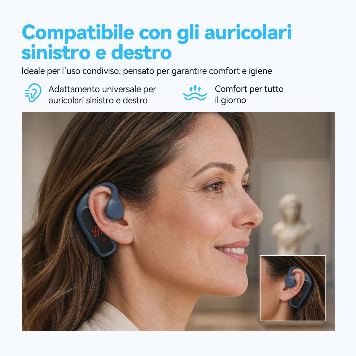 TT133 Solo ricevitore per sistema di guida turistica con touch screen intelligente, design ad archetto auricolare, spegnimento automatico, autonomia di 12 ore