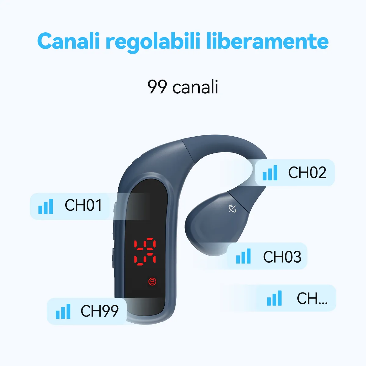 TT133 Solo ricevitore per sistema di guida turistica con touch screen intelligente, design ad archetto auricolare, spegnimento automatico, autonomia di 12 ore