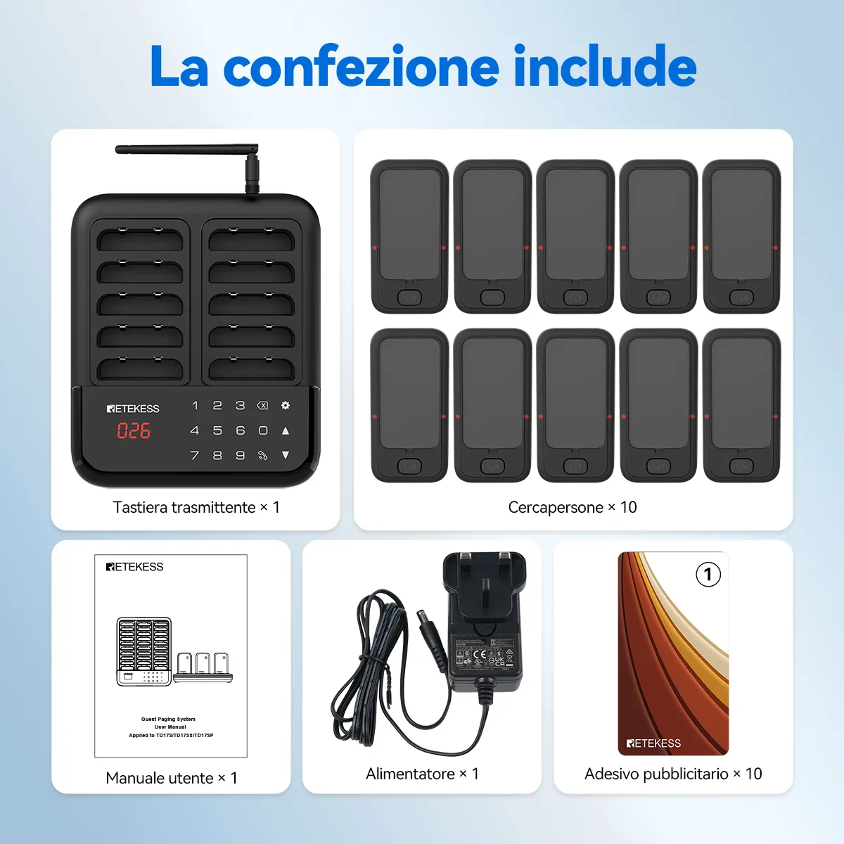 Retekess TD173S sistema cercapersone wireless per ristorante e ritiro clienti