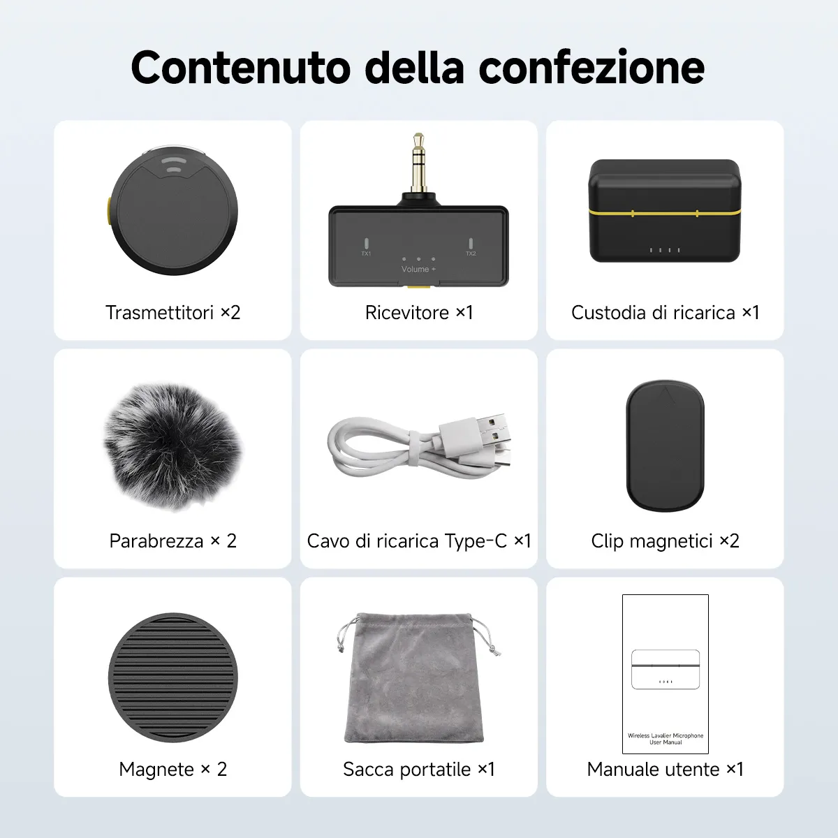 Retekess Microfono Lavalier Wireless TRS 3,5 mm, con Custodia di Ricarica, Microfono Clip per TA003 TA004 TA003S TA004S, per Silent Disco, Yoga, Meditazione, Breathwork e Sound Healing