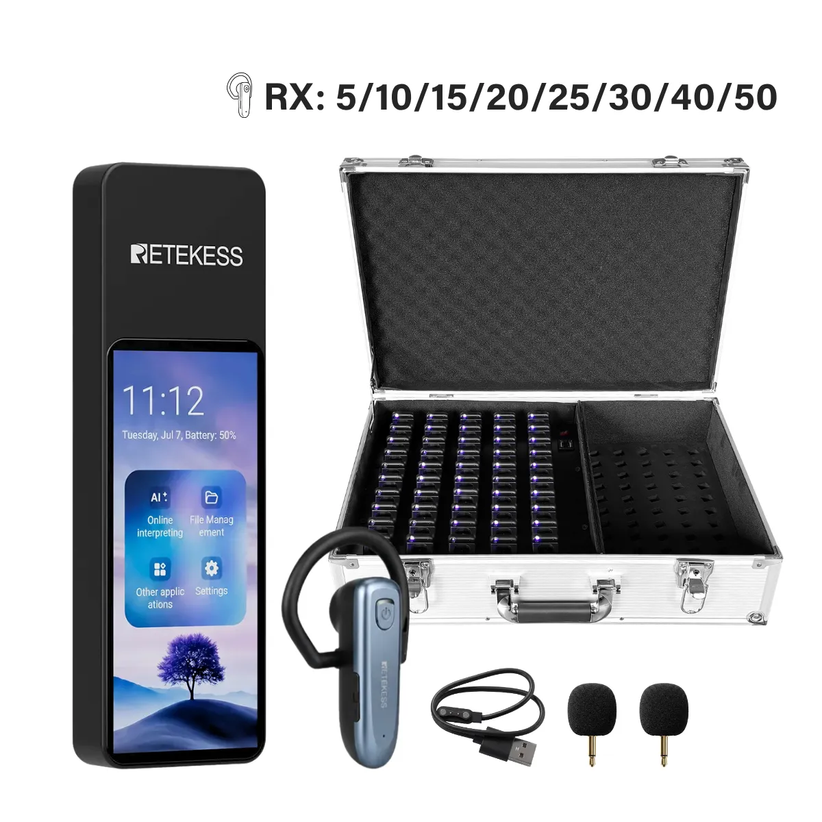 TT136 Dispositivo Di Traduzione Audio Multilingue Per Gruppi, Interpretazione IA In Tempo Reale In 120 Lingue, Sistema Di Traduzione Per Tour E Conferenze One-To-Many, Doppio Canale Di Trasmissione, Lunga Portata 2.4G, Disponibile a settembre