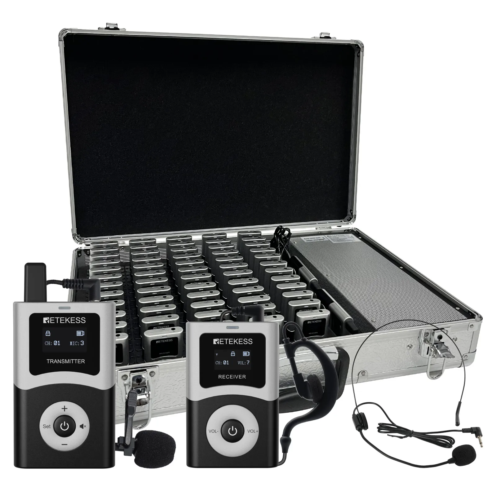 TT033A Custodia di Ricarica a 60 Slot per i Sistemi di Guida Turistica T130U e T131U con Cancellazione del Rumore
