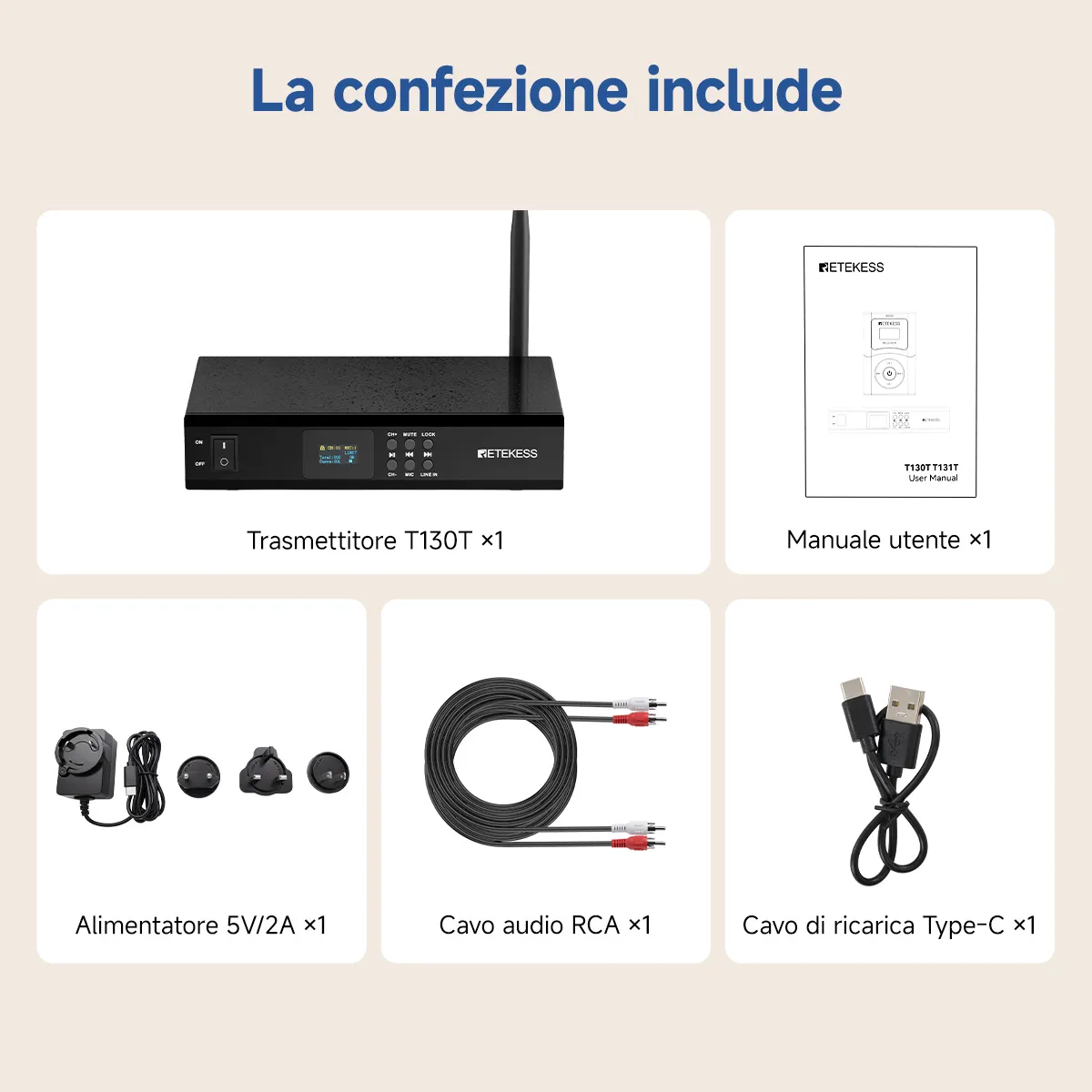Trasmettitore wireless UHF T130T con riduzione del rumore per interpretazione simultanea