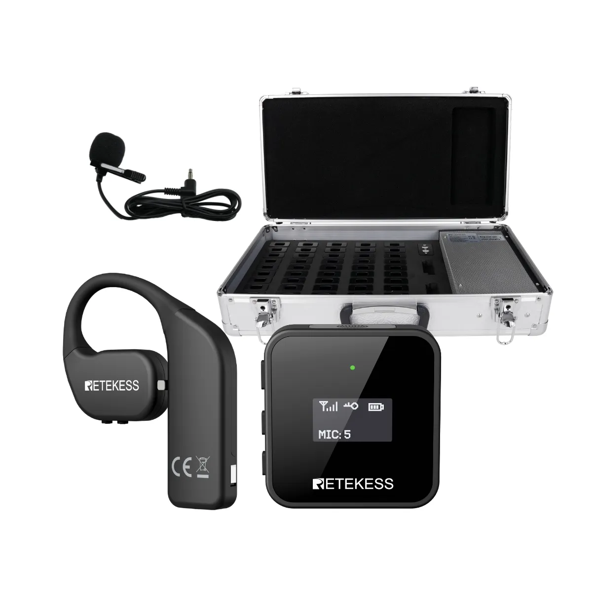 Retekess TT135 sistema guida turistica wireless con clip e supporto alla traduzione Bluetooth