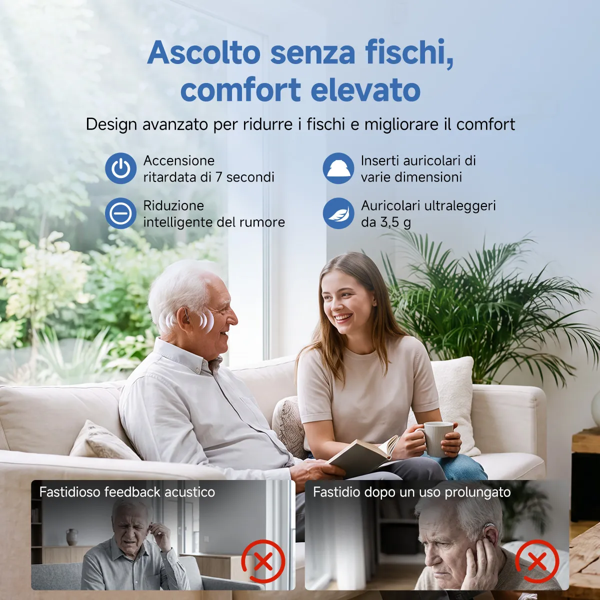 TE102 Apparecchio Acustico RIC Bluetooth con Custodia di Ricarica e Disinfezione UV-C e Trasmettitore TV