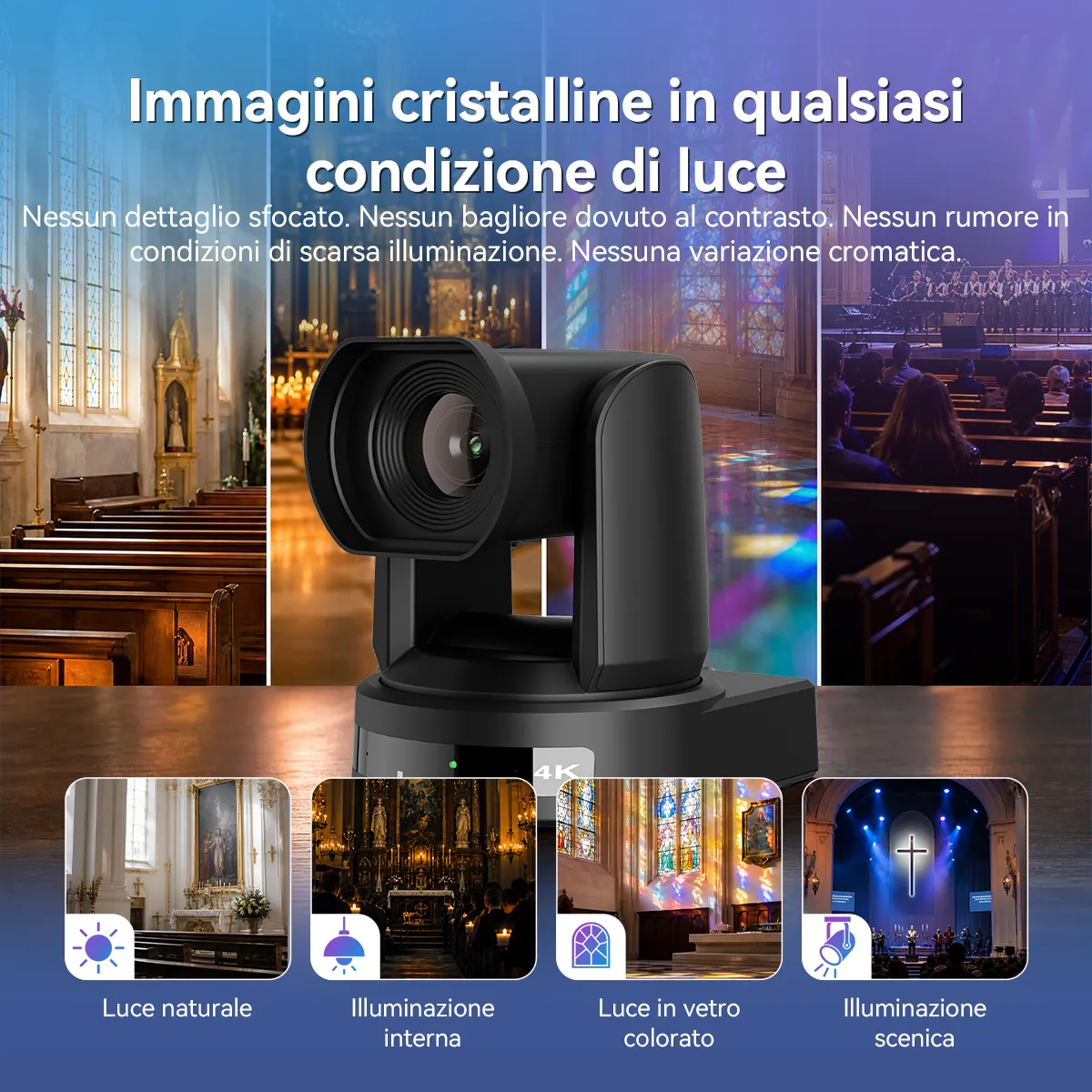 SVN A4 Telecamera PTZ 4K con Supporto per Video Verticali, Streaming Live e Matrimoni