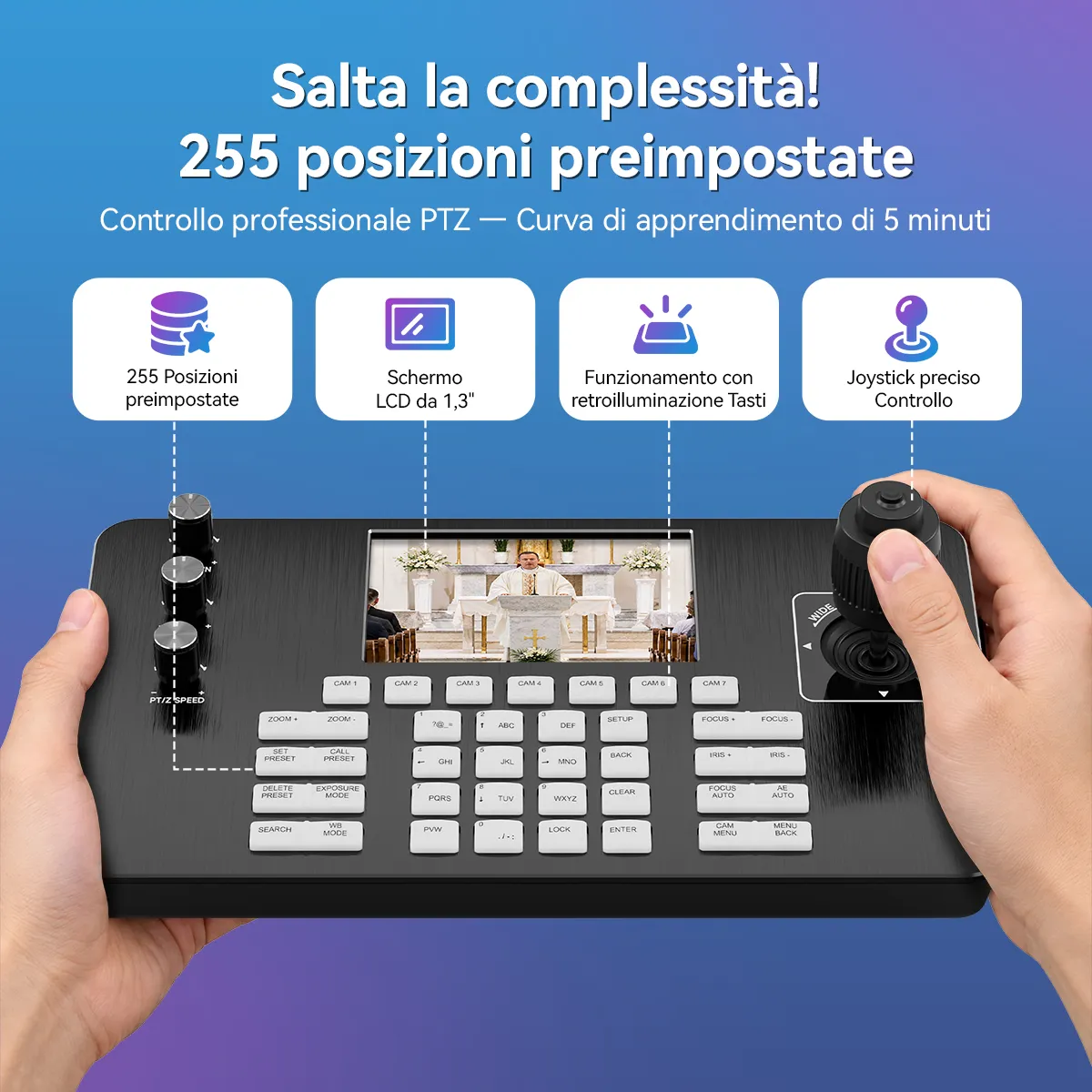SVN A4 Telecamera PTZ 4K con Supporto per Video Verticali, Streaming Live e Matrimoni